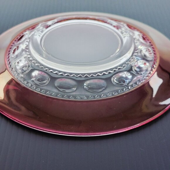 Vintage Tiffin King's Crown Cup & Saucer, 2 SETS, Cranberry & Clear c1950-65 USA - Picture 7 of 10